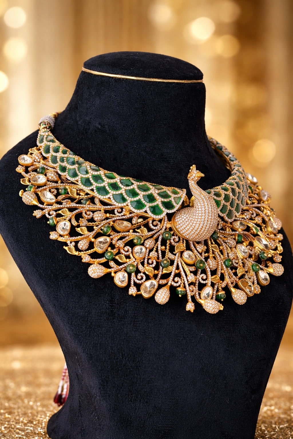 Emerald Dancing Peacock Choker Set