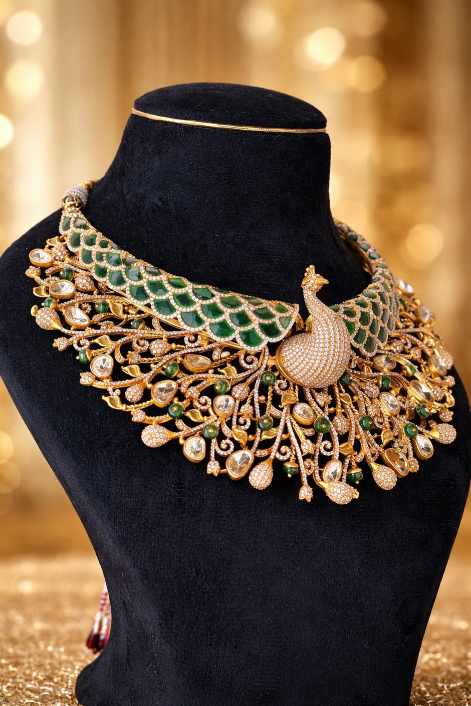 Emerald Dancing Peacock Choker Set