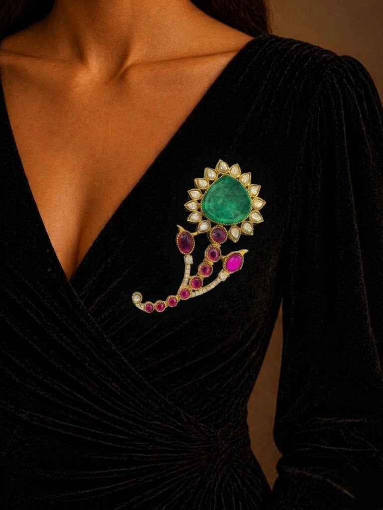 Elegant brooch with gemstones
