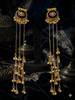 Pair of gold earrings with blue gemstones 