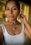 Turquoise-Emerald Choker Necklace Set