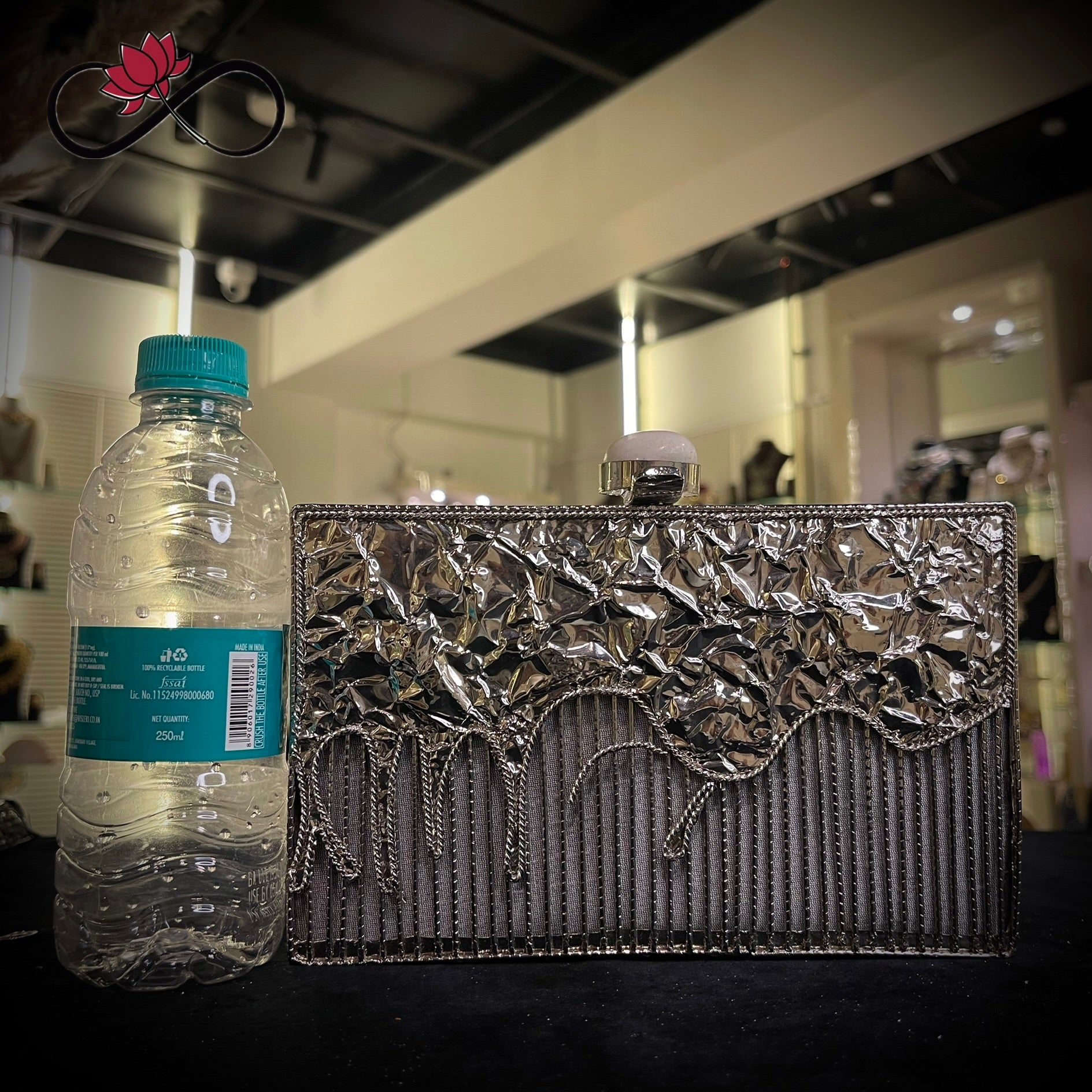Drizzled Silver Handcrafted Brass Clutch