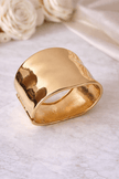 Gold-Plated Glossy Finish Wide Smooth Cuff Bracelet