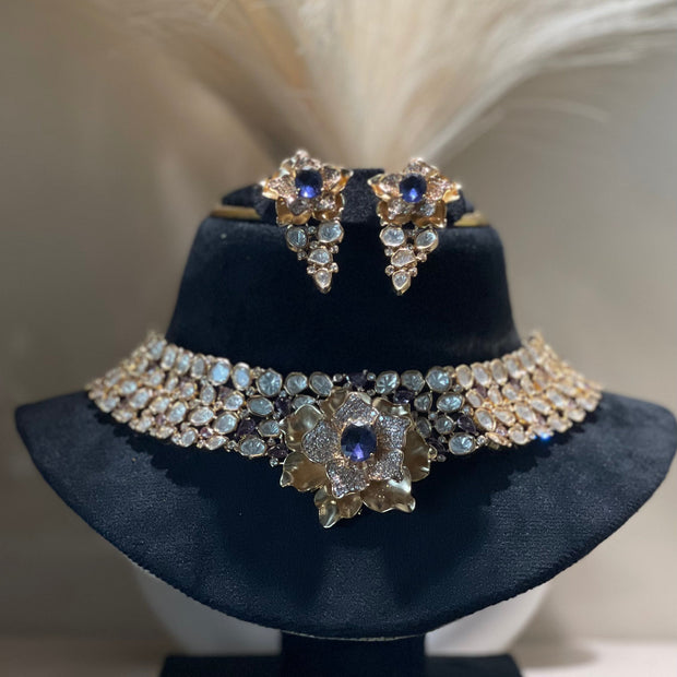 Purple Moissanite Choker Necklace Set