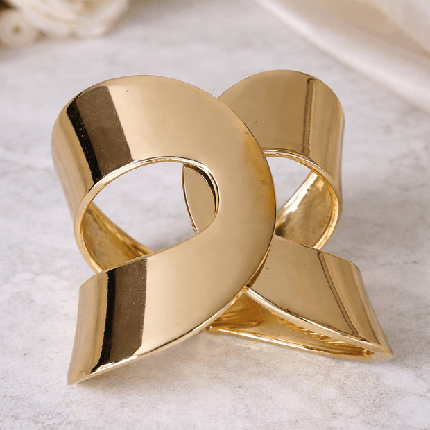 Gold-Plated Crossover Knot Cuff Bracelet