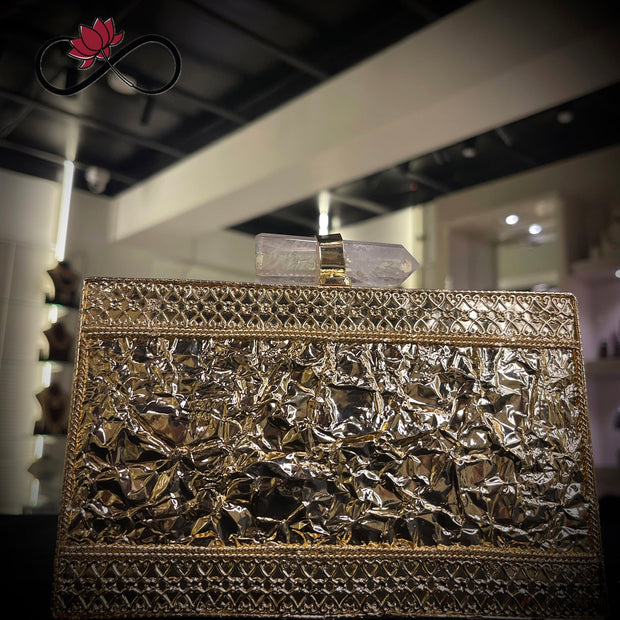 Blaze Mother of Pearl Handcrafted Brass Clutch