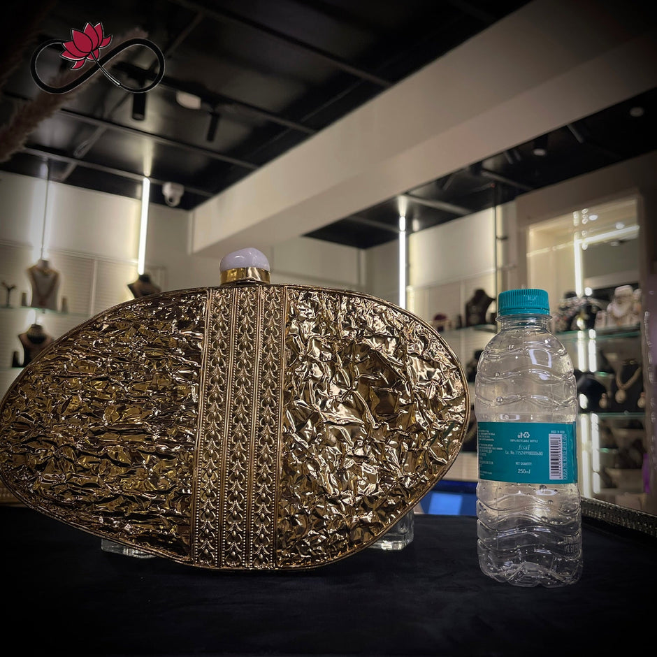 Angular Mother of Pearl Handcrafted Brass Clutch
