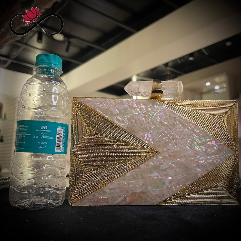 Blaze Mother of Pearl Handcrafted Brass Clutch