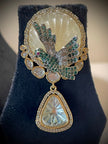 Pakshee: 3D Bird MOP Moissanite Necklace Set