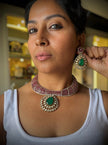 Ruby-Emerald Choker Necklace Set