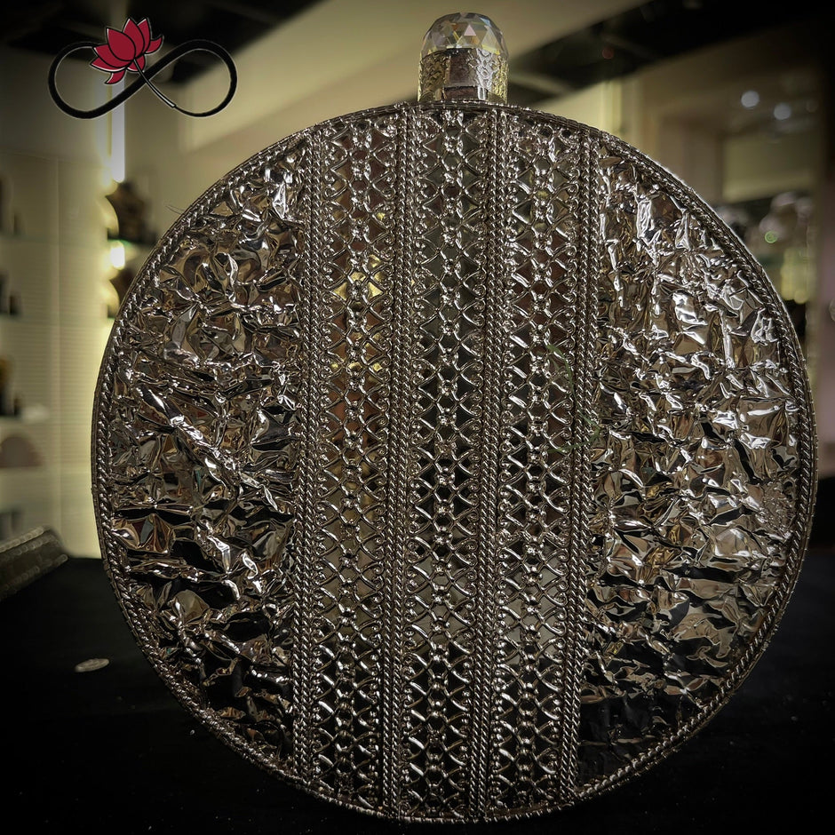 Diamond Mother of Pearl Handcrafted Brass Clutch