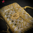 Vintage Geometric Gold & Silver Handcrafted Brass Clutch