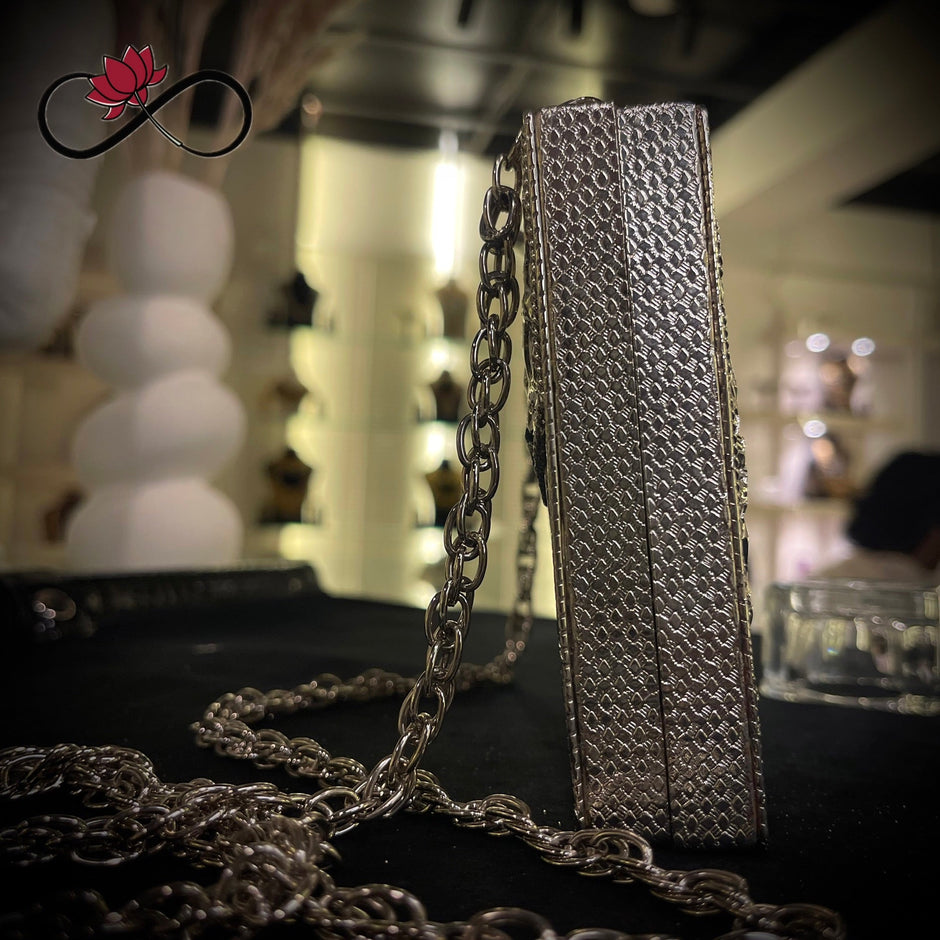 Drizzled Silver Handcrafted Brass Clutch