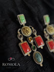 Sabyasachi Inspired Gold Tiger Head Multistone Chandelier Earrings