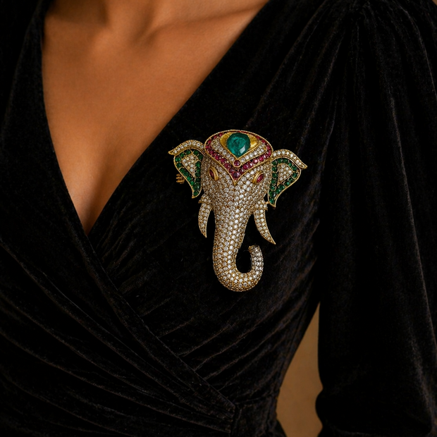 decorative elephant brooch