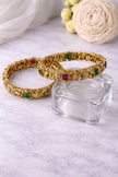Antique Temple Nakshi Ruby Emerald Bangles