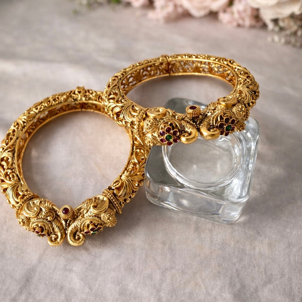 Antique Elephant Floral Scrollwork Temple Bangles