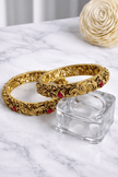 Antique Gold Kemp Stone Temple Nakshi Filigree Bangles