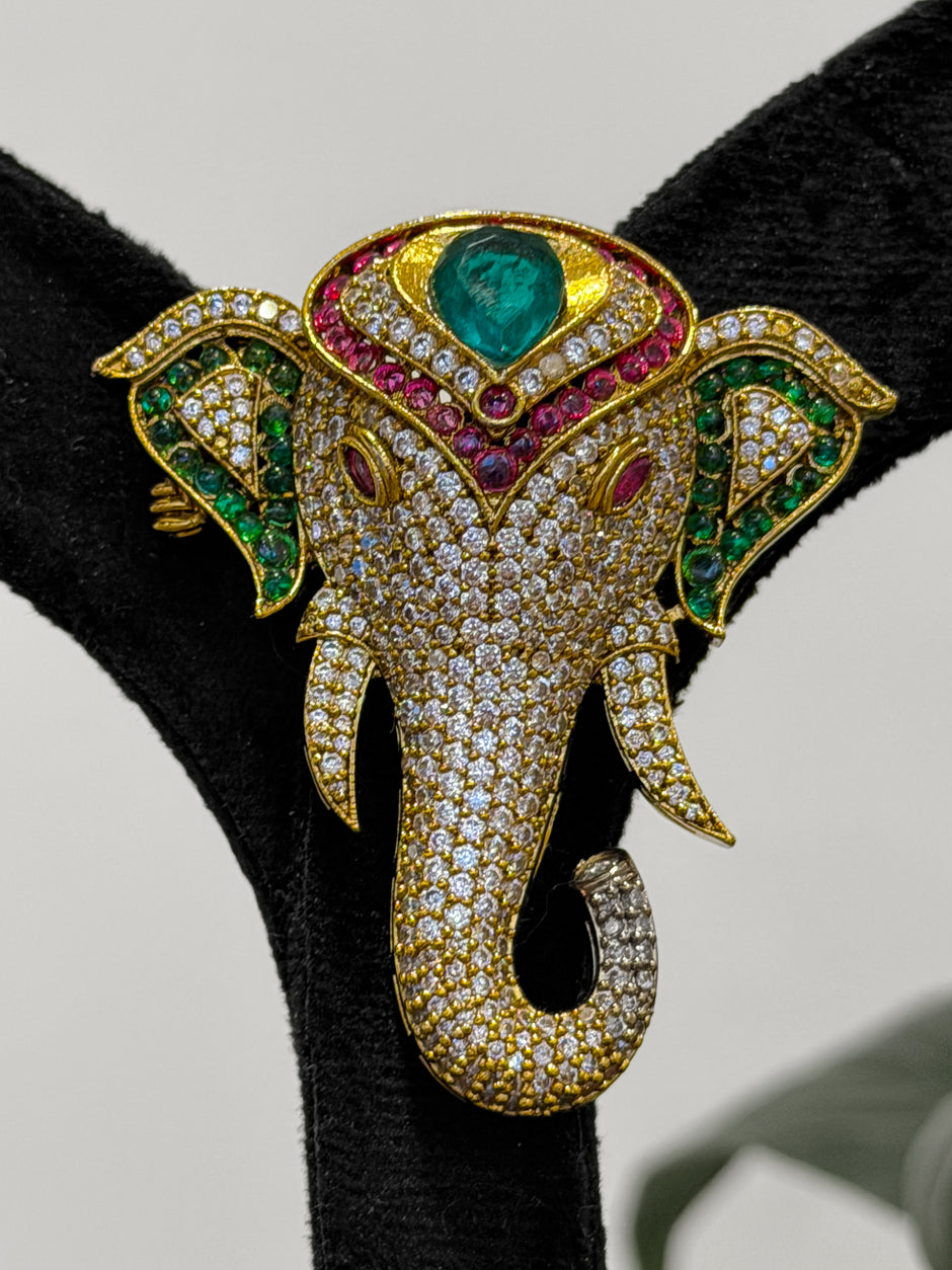 Decorative elephant head with gemstones