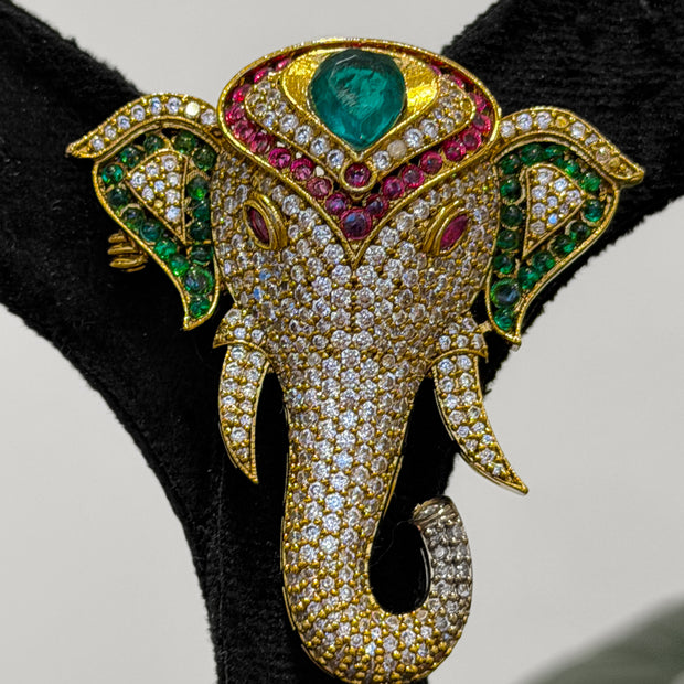 Decorative elephant head with gemstones