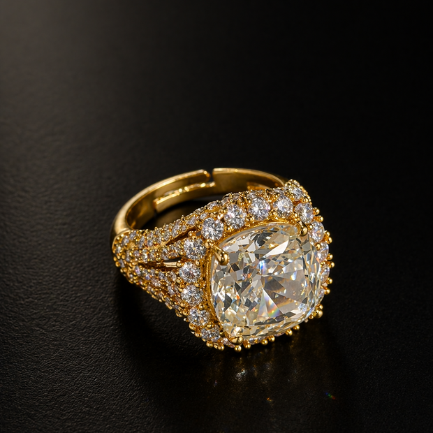 Gold ring with a large diamond