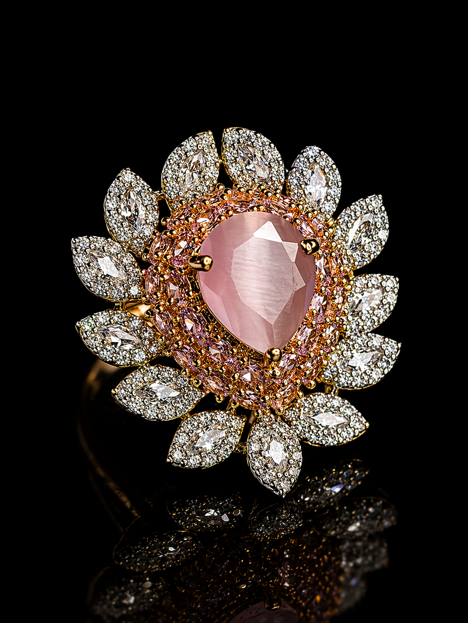 Luxury ring with pink gemstone