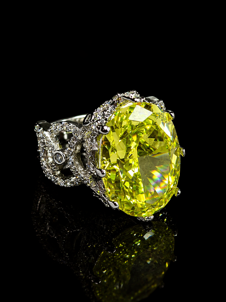 Ring with a large yellow gemstone