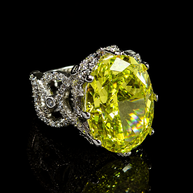 Ring with a large yellow gemstone