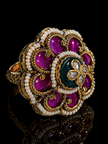Ornate ring with purple gemstones