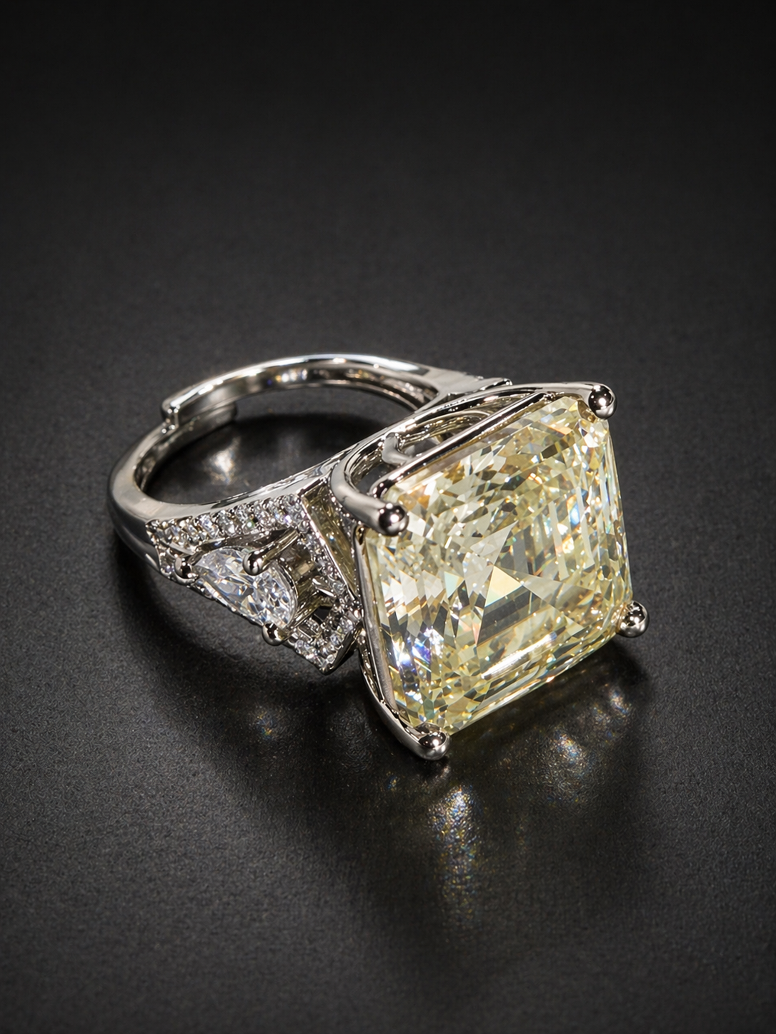 Diamond ring with a large central diamond