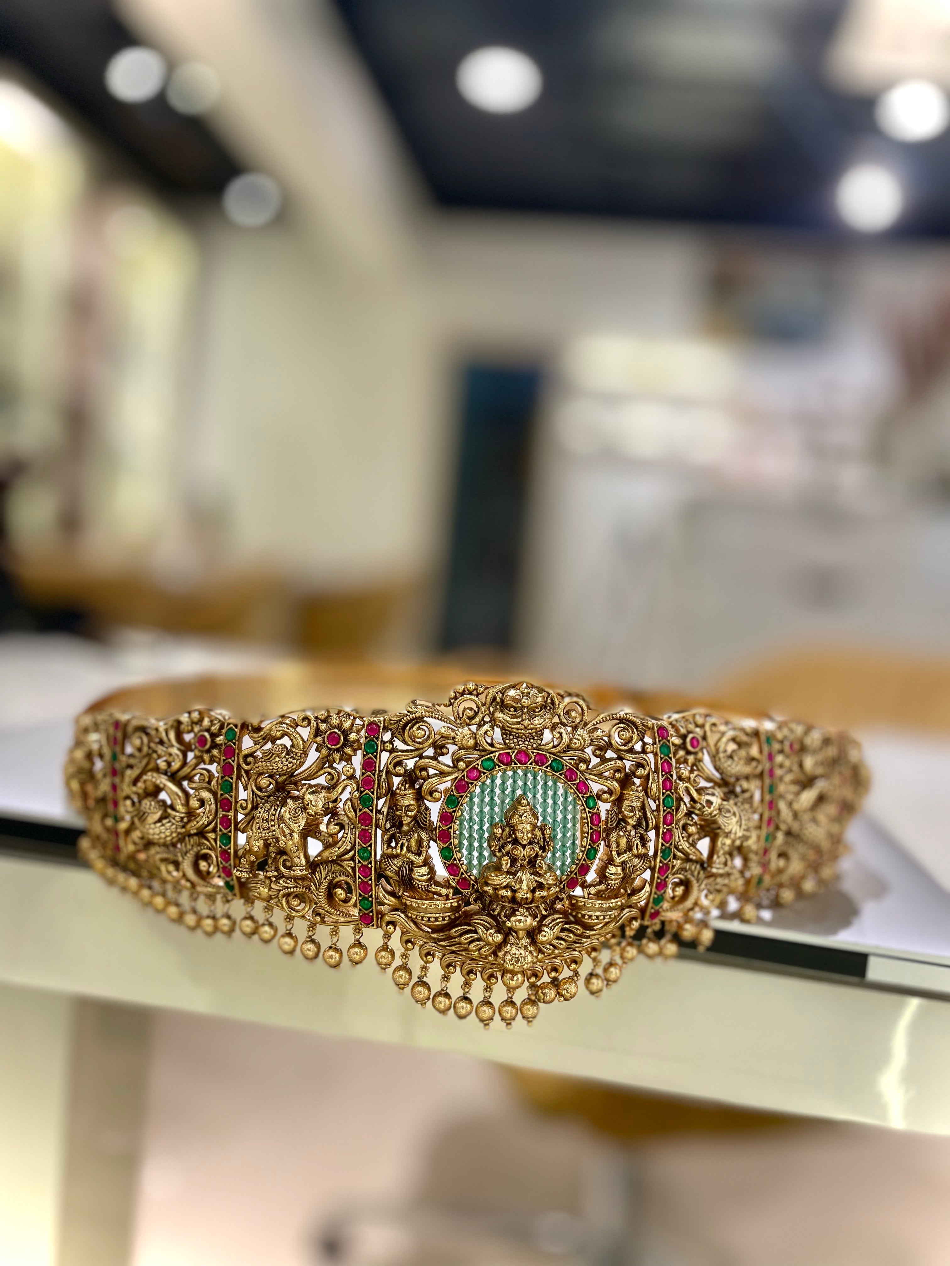 Decorative gold headband with gemstones