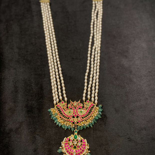 Ruby‑Emerald Jadau Rani Haar Necklace