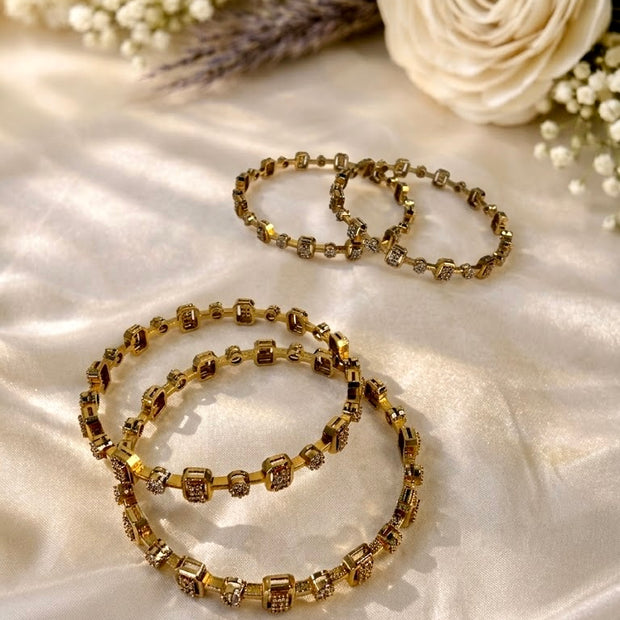 Diamond Cluster Geometric Bangles (Set of 4)