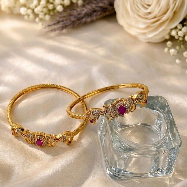 CZ Floral Centre Stone Twisted Rope Bangles