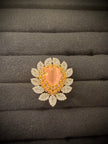 Royal Peach Pink Floral Halo Ring