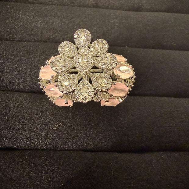 Royal Floral Pink And White Ring