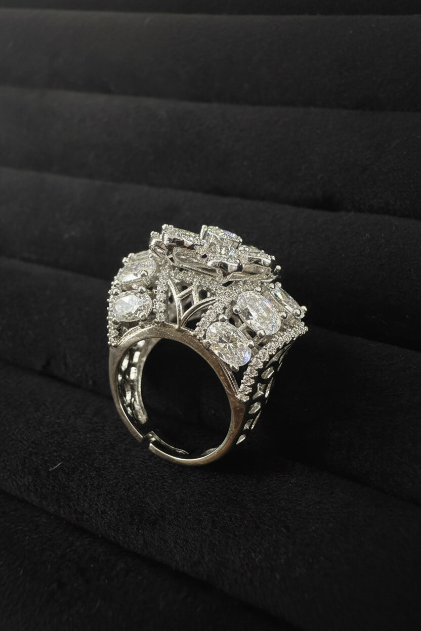 Royal Floral Pink And White Ring