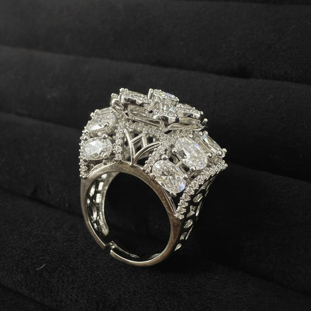 Royal Floral Pink And White Ring