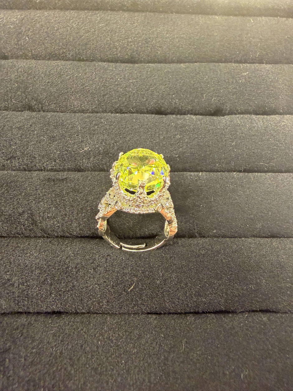 Royal Neon Yellow Oval Cocktail Ring
