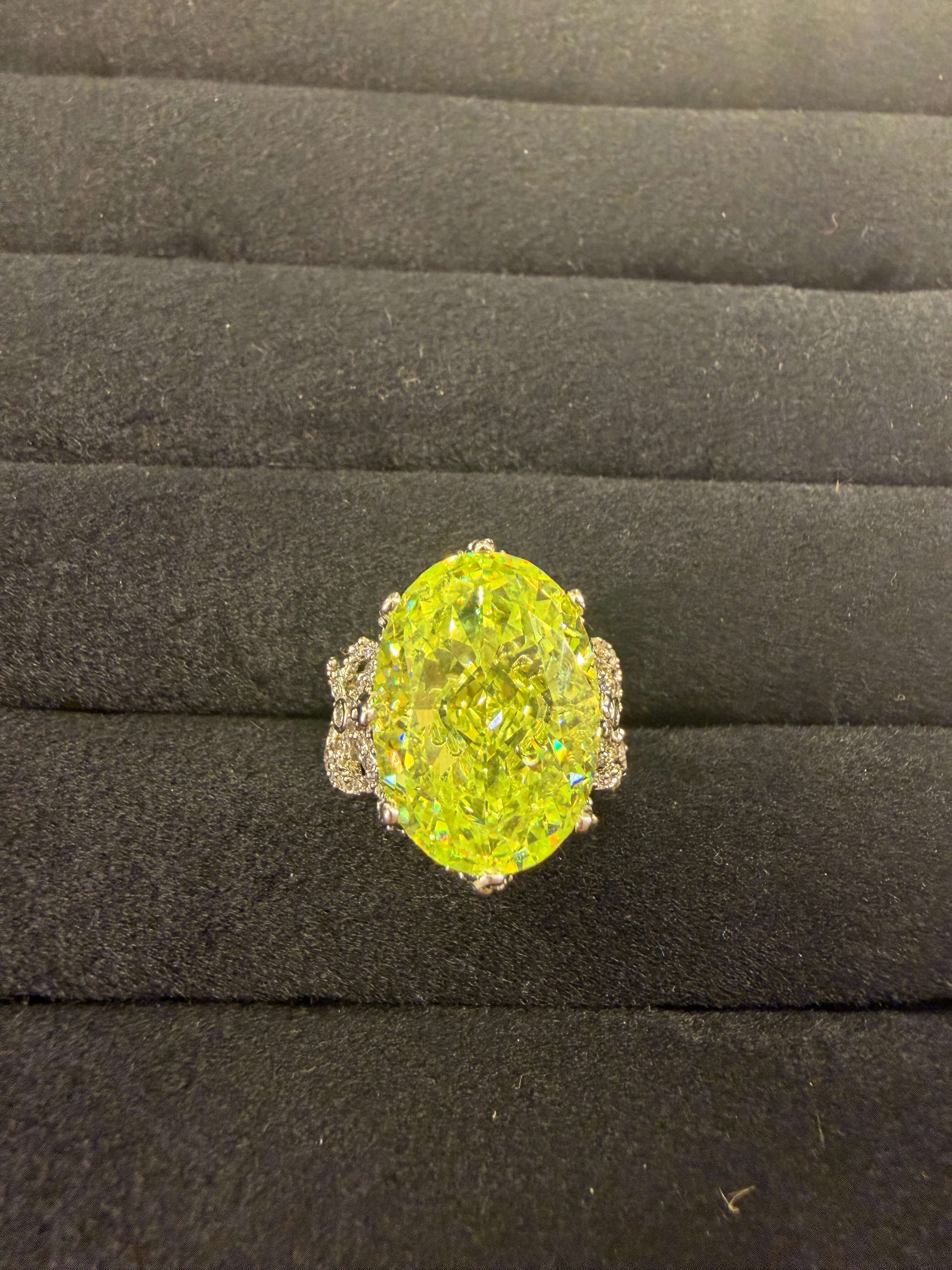 Royal Neon Yellow Oval Cocktail Ring