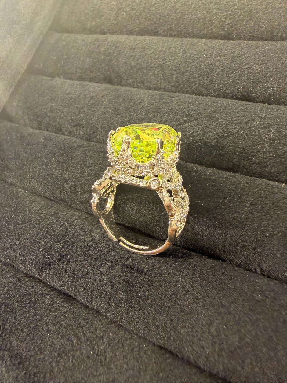Royal Neon Yellow Oval Cocktail Ring