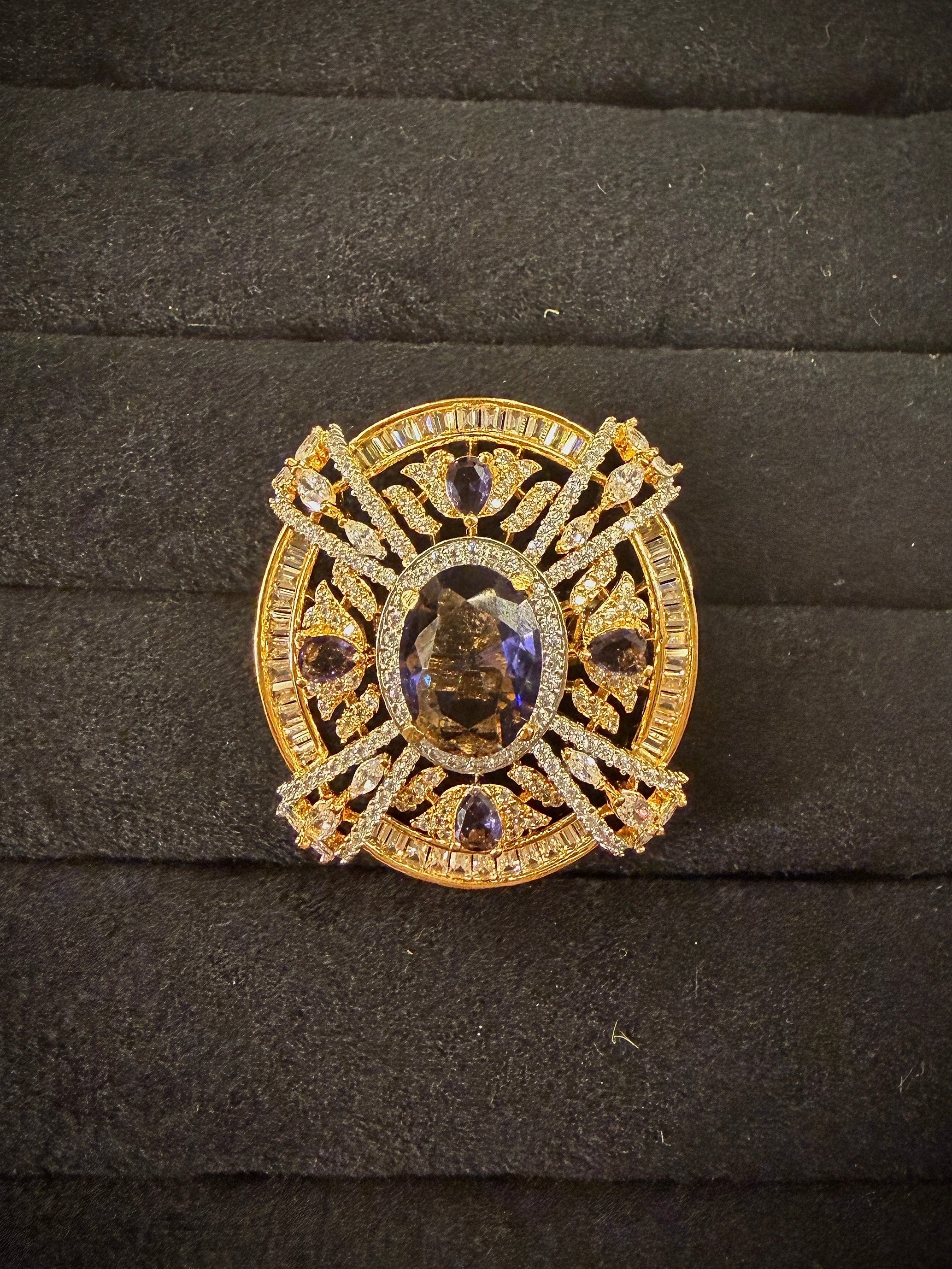 Grand Sunburst Halo Cocktail Ring