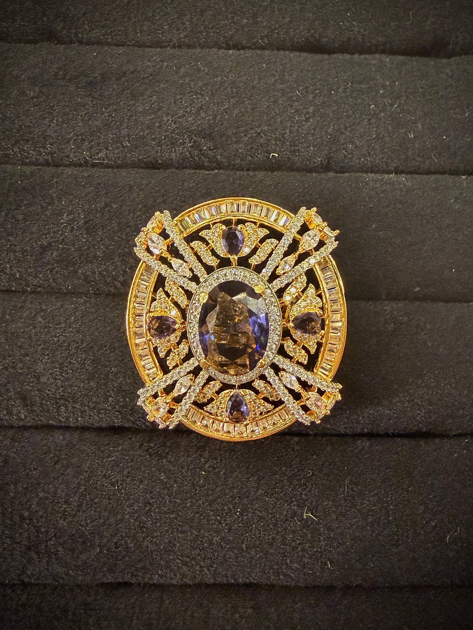 Grand Sunburst Halo Cocktail Ring