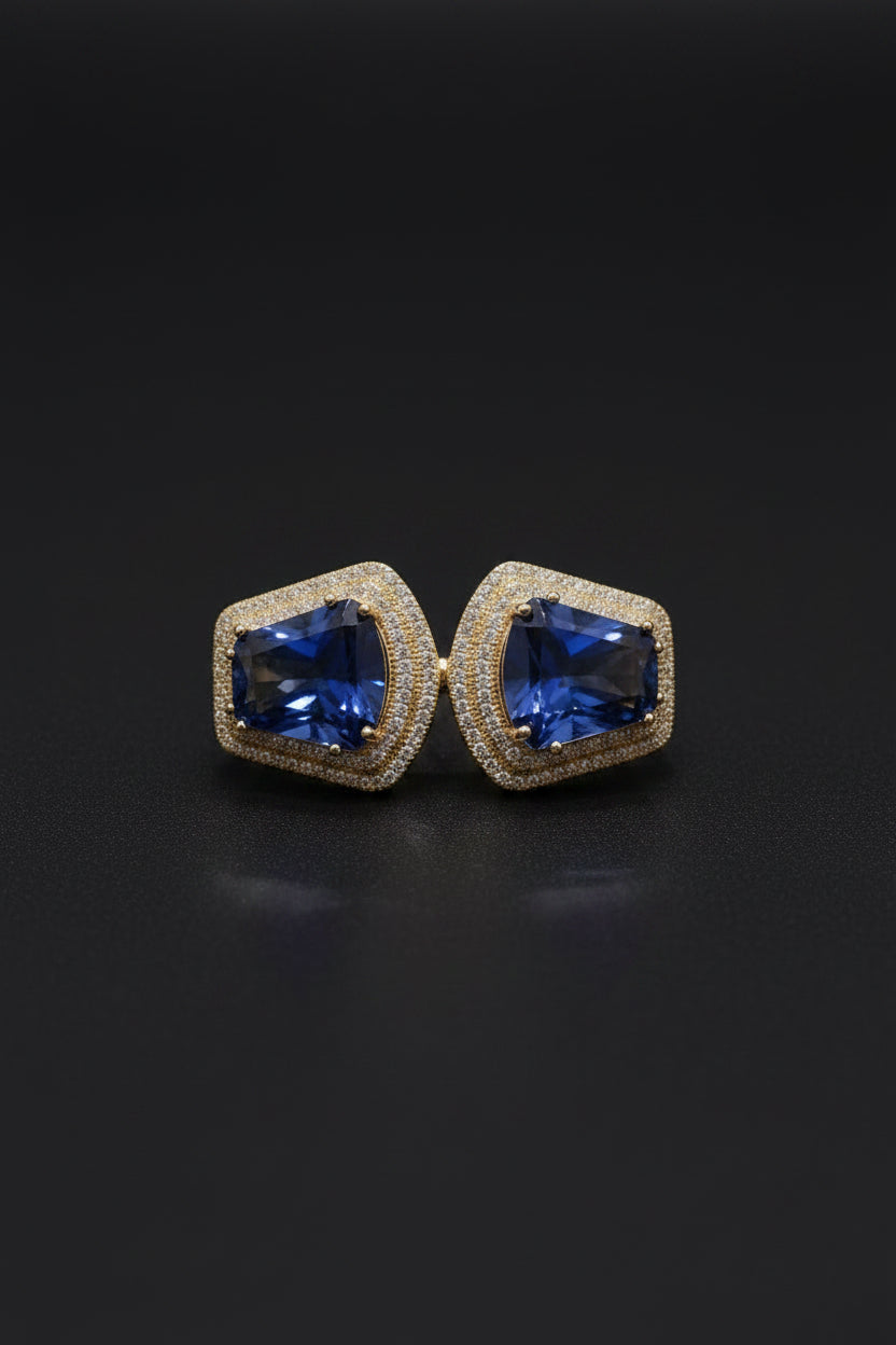 Luxe Geometric Stone Double Finger Ring