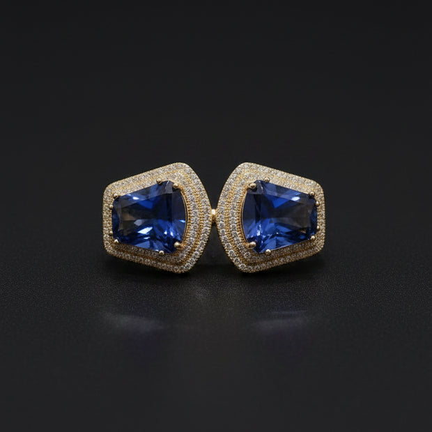 Luxe Geometric Stone Double Finger Ring