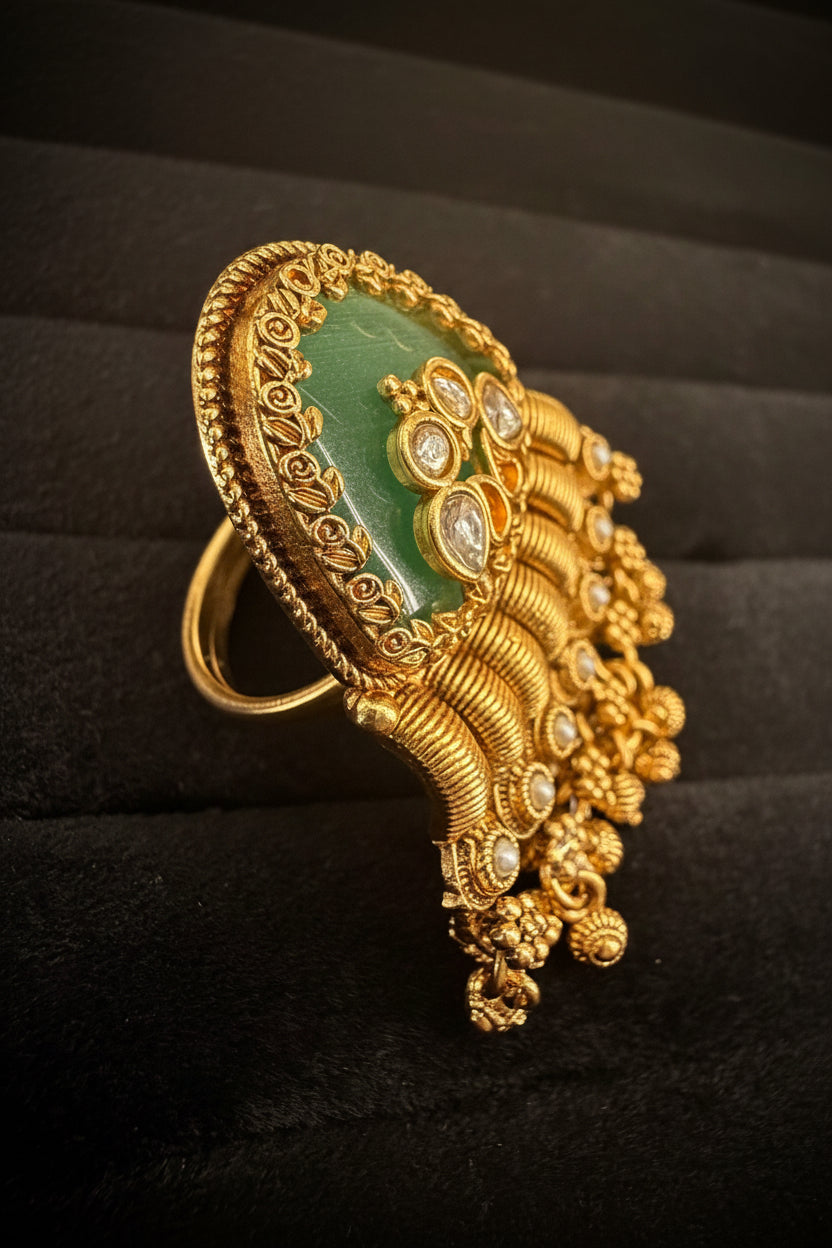 Heritage Rajwadi  Polki Ghungroo Ring