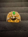 Green & White Center Stone Halo Ring