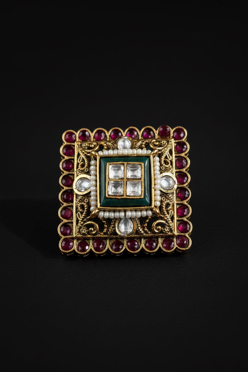 Royal Ruby & Emerald Kundan Ring