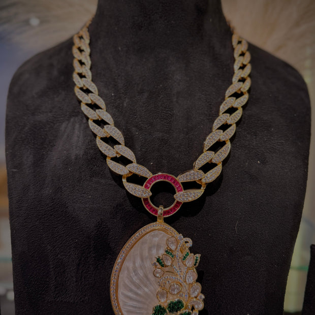 Aristocratic Mother of Pearl Statement Necklace Set