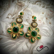 Emerald Green Floral Earrings Set